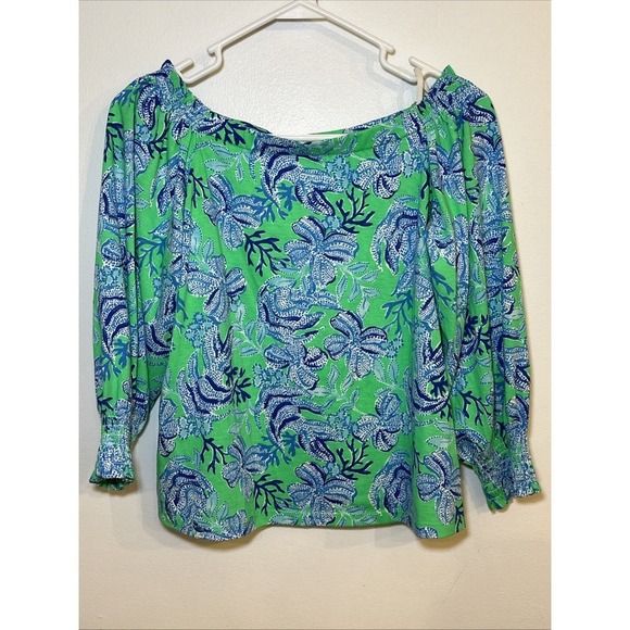 Lilly Pulitzer Lessa Off the Shoulder Top NWOT Resort Wear Tropical Vacation XS - Picture 2 of 7